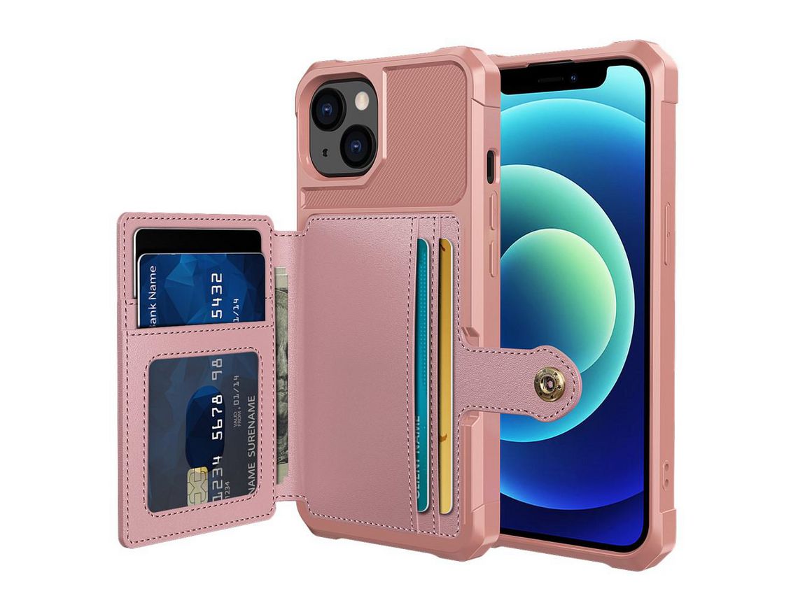 Capa PU + TPU rosa magnético para iPhone 13 6.1