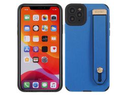 Capa TPU + microfibra com suporte de pulso azul para iPhone 11 Pro Max 6.5