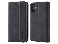 Capa PU anti-riscos com apoio preto para iPhone 12 mini 5.4