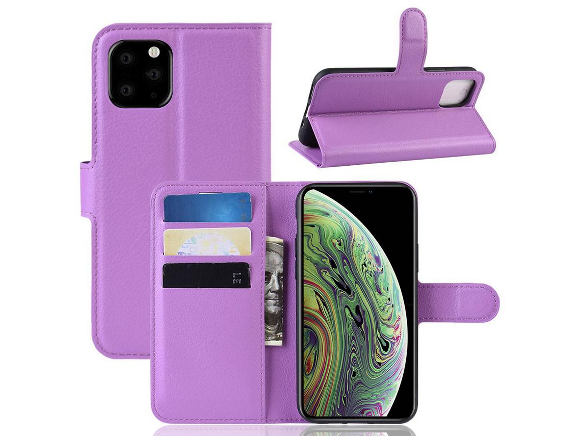 Capa PU roxo com apoio para Apple iPhone 5.8 (2019)