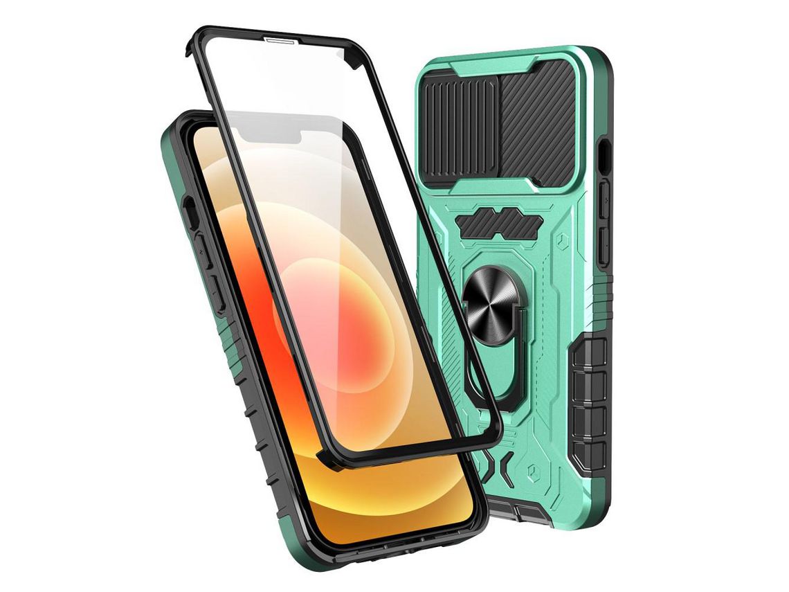 Capa TPU híbrido com descanso verde para iPhone 13 6.1