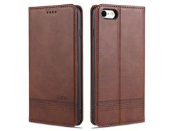 Capa PU auto-absorvido com apoio café para Apple iPhone SE (2nd Gen)/7/8