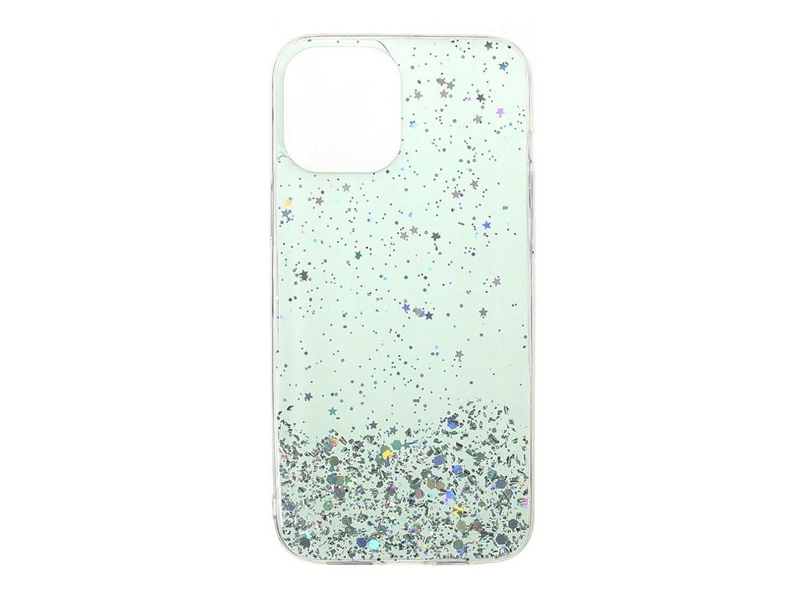 Capa TPU brilho céu estrelado anti risco ciano para iPhone 13 Pro 6.1