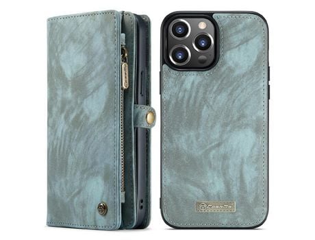 Capa PU CASEME Multifuncional 2 em 1 destacável, à prova de choque com suporte azul para iPhone 13 Pro Max 6.7