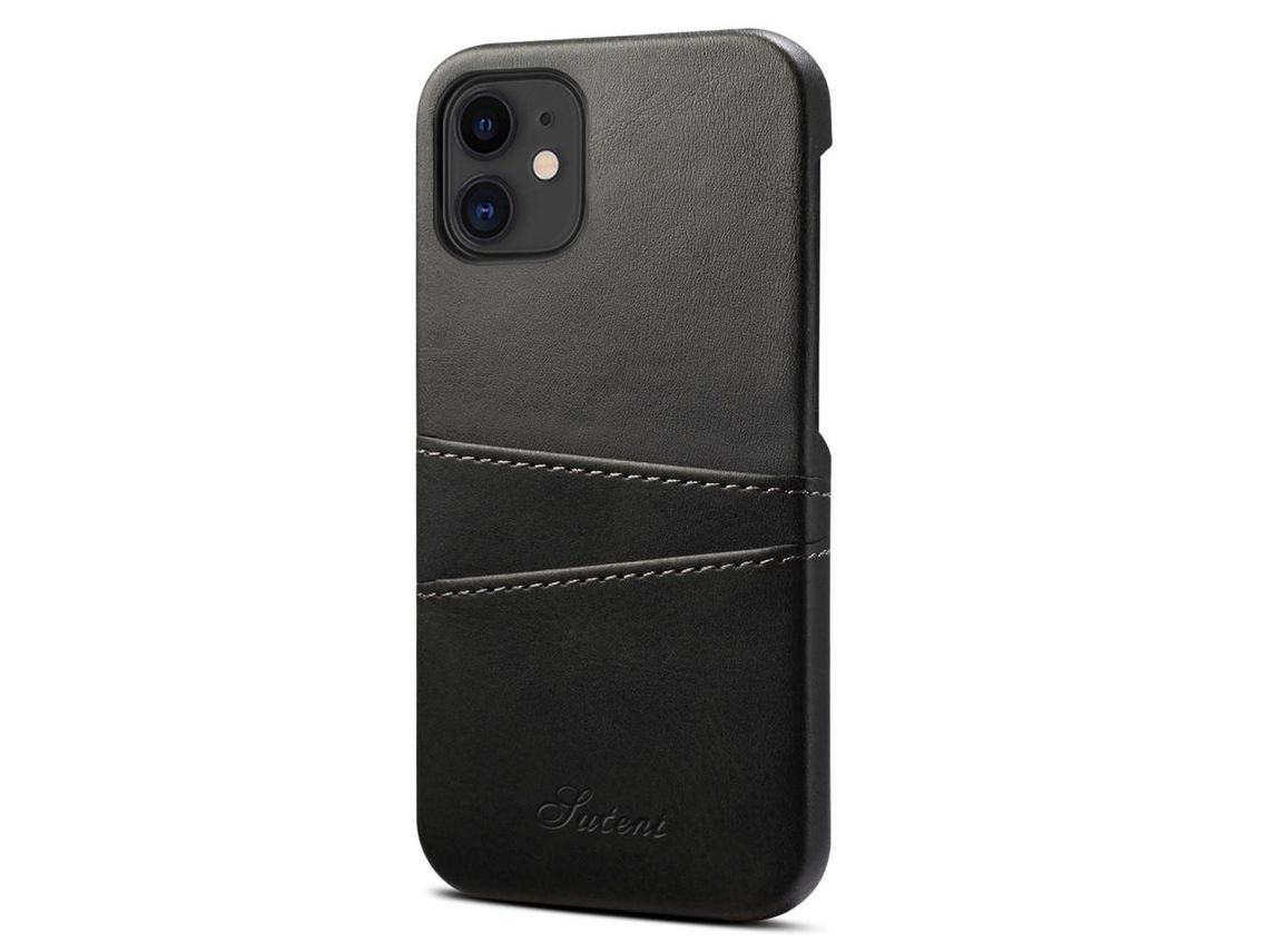 Capa TPU + PU anti-riscos com slots de cartão preto para iPhone 12/12 Pro 6.1