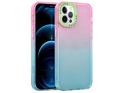 Capa TPU bicolor Rosa/azul céu/verde para iPhone 13 Pro 6.1