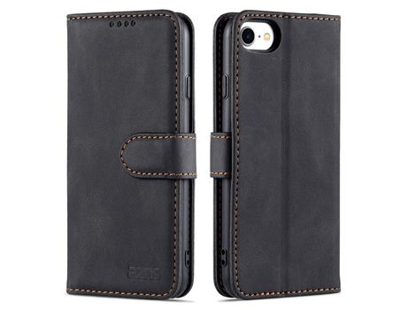 Capa PU + TPU AZNS com suporte preto para iPhone SE (2nd Gen)/8 4.7 /7 4.7