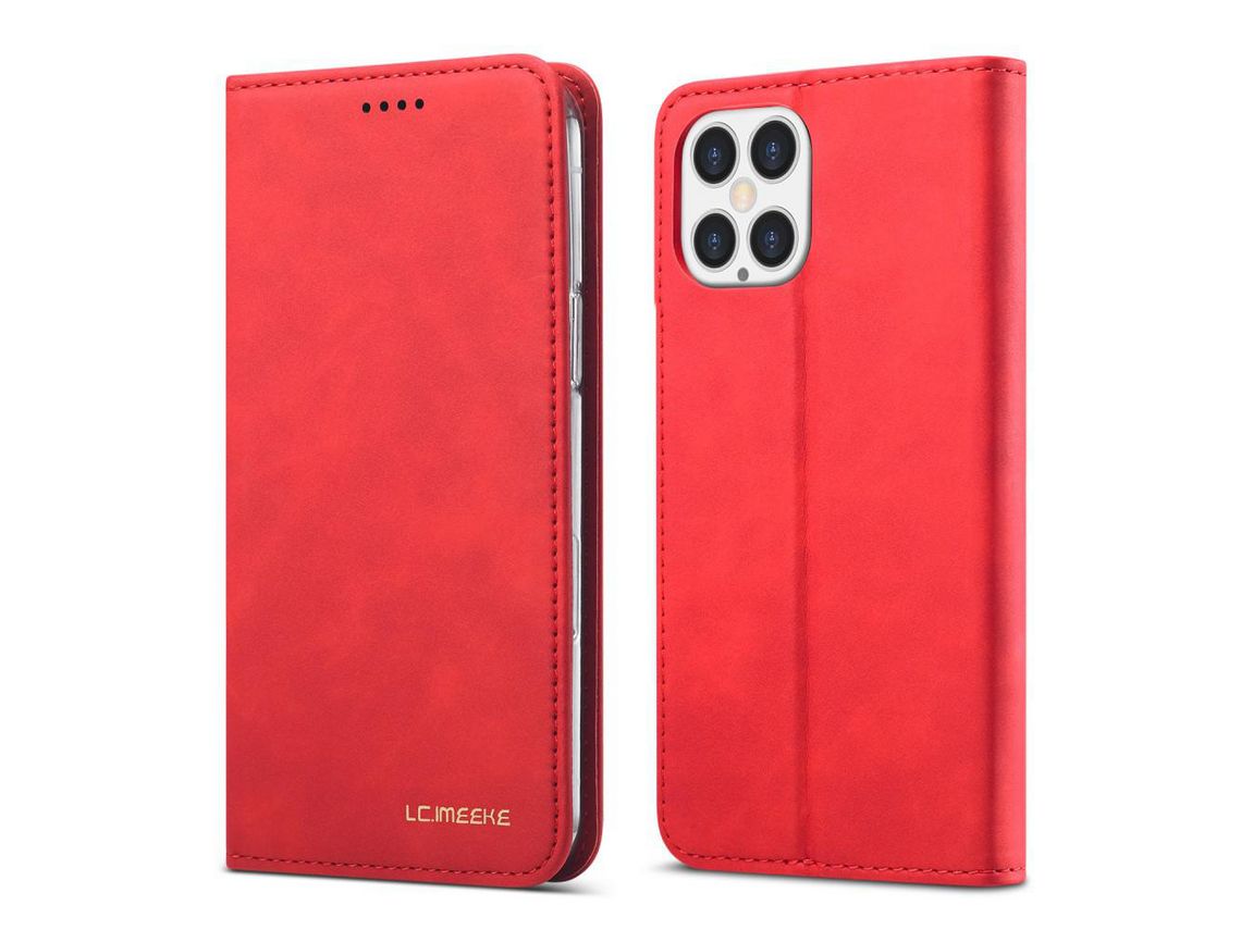 Capa PU magnético com apoio vermelho para Apple iPhone 12 Max/Pro 6.1