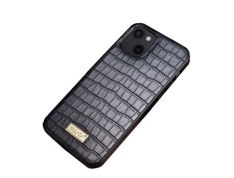 Capa TPU + PU SULADA textura de crocodilo, híbrido preto para iPhone 13 mini 5.4