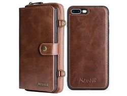 Capa PU anti-riscos, magnético, à prova de choque marrom para iPhone 7 Plus/8 Plus