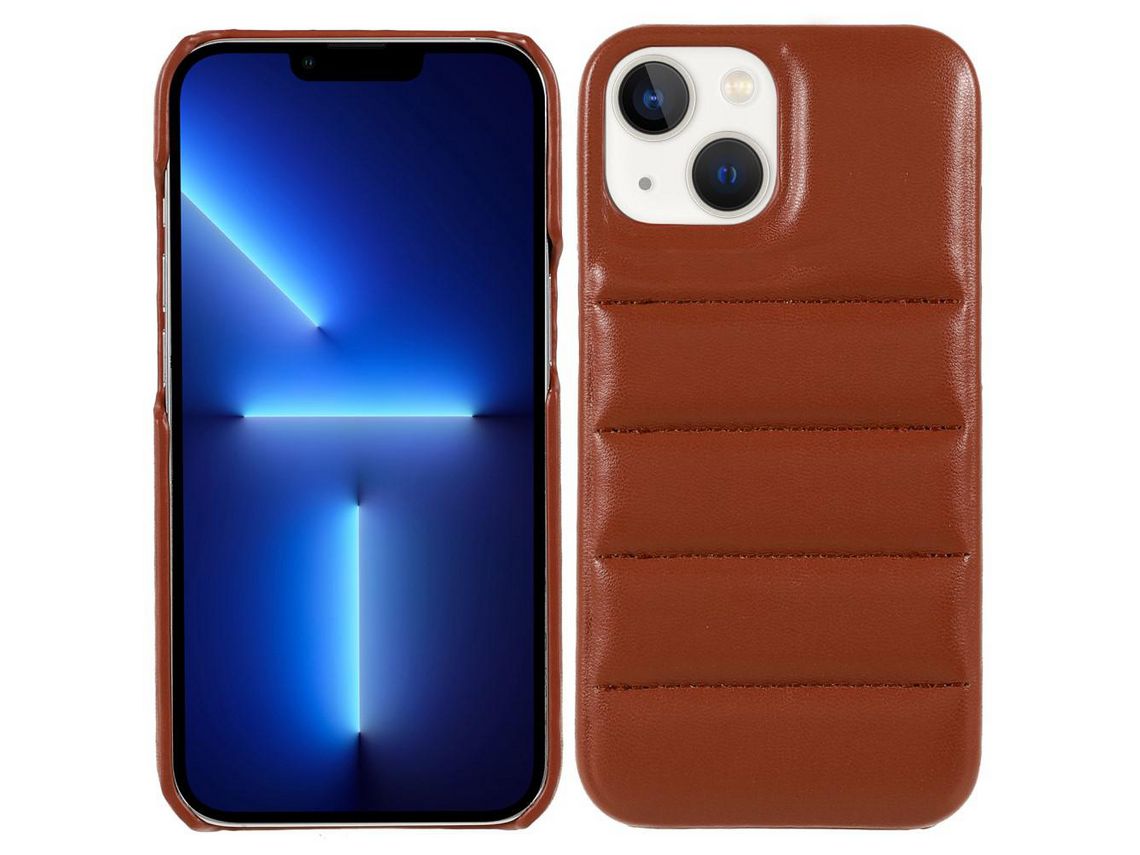 Capa TPU + PU anti-riscos marrom para iPhone 13 mini 5.4