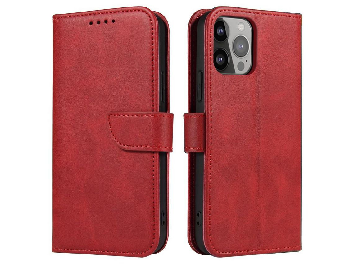 Capa PU + TPU vermelho para iPhone 13 6.1