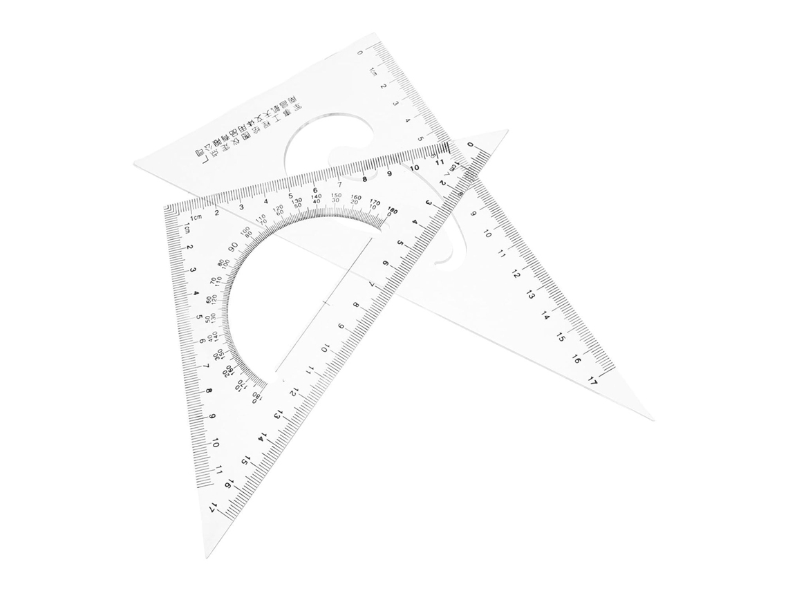 Conjunto de réguas triangulares transparentes de 20 cm para desenho técnico e de projetos, transferência, para arquitetos.