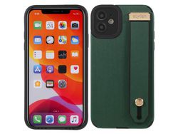 Capa TPU + microfibra recorte preciso com suporte de pulso verde para iPhone 12 6.1