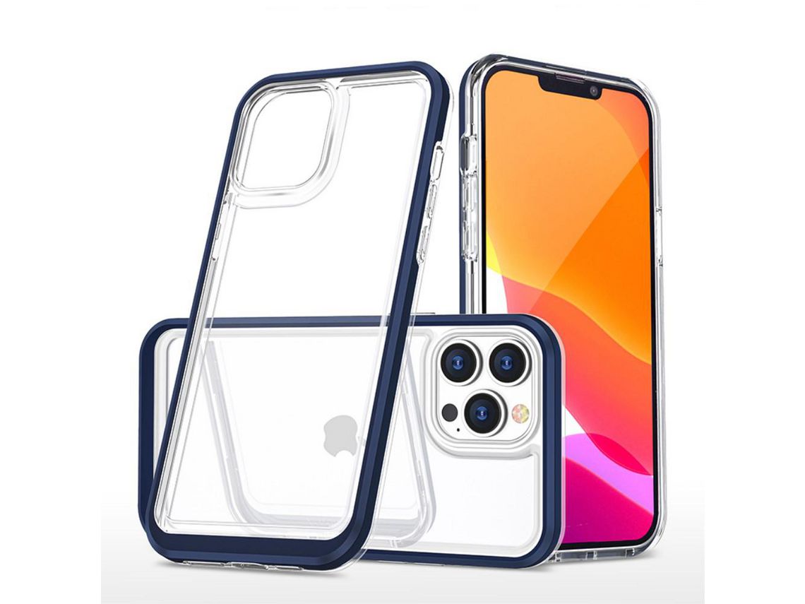 Capa TPU + acrílico claro anti-impressão digital, anti-riscos híbrida azul marinho para iPhone 13 Pro 6.1