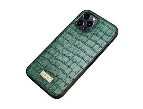 Capa TPU + PU SULADA textura de crocodilo verde anti-riscos para iPhone 13 Pro 6.1