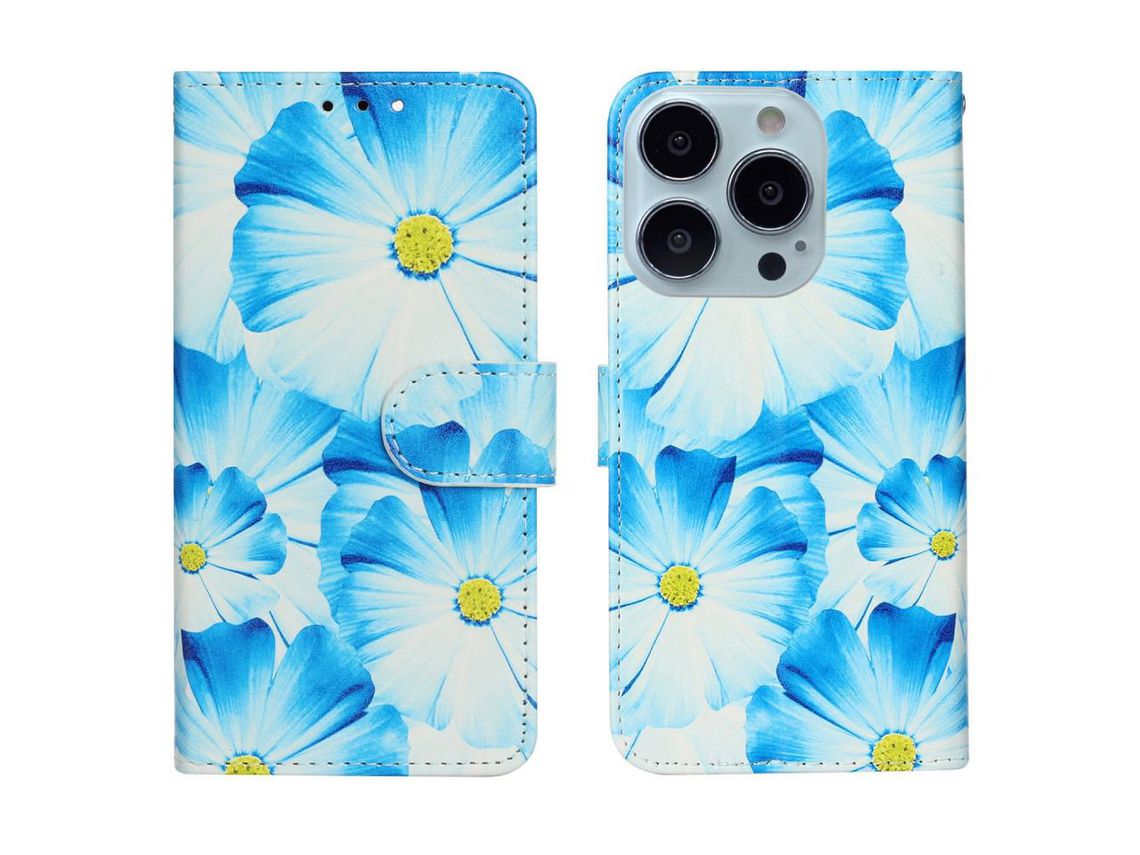 Capa PU + TPU com suporte para orquídeas para iPhone 13 Pro 6.1