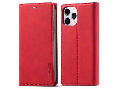 Capa PU + TPU LC.IMEEKE auto-absorvido com verso vermelho para iPhone 13 Pro Max 6.7