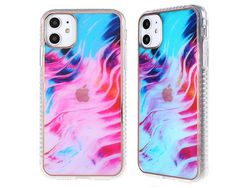Capa TPU galvanoplastia, , efeito aurora, padrão aquarela onda para iPhone 12 6.1 /12 Pro 6.1