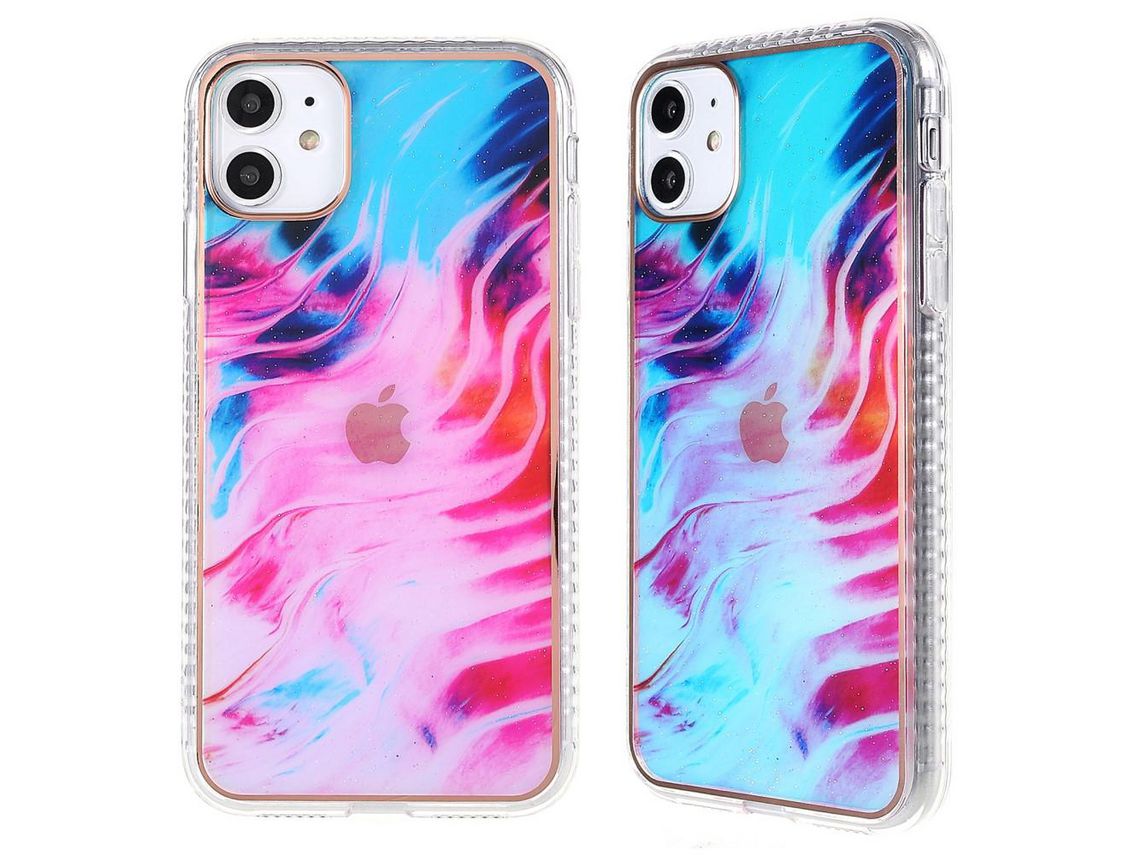 Capa TPU galvanoplastia, , efeito aurora, padrão aquarela onda para iPhone 12 6.1 /12 Pro 6.1