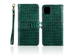 Capa PU pele de crocodilo verde para Apple iPhone 12 5.4
