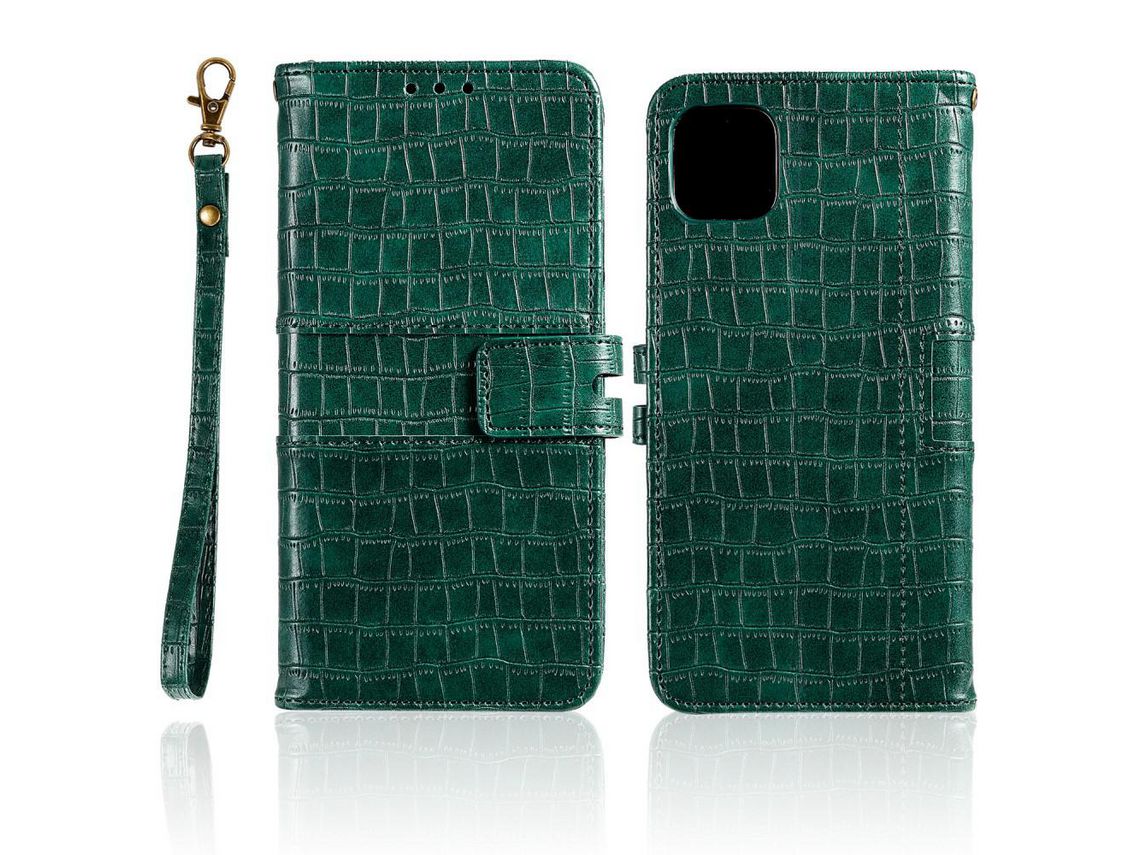 Capa PU pele de crocodilo verde para Apple iPhone 12 5.4