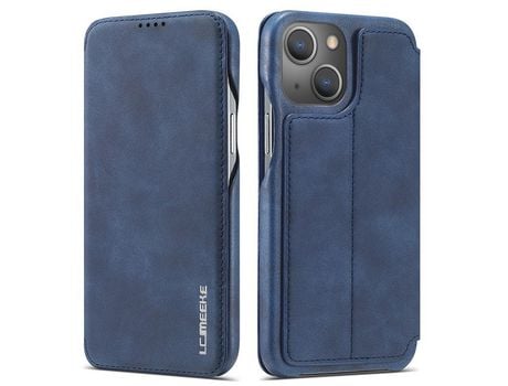Capa PU LC.IMEEKE estilo retrô com porta-cartões azul para iPhone 13 mini 5.4