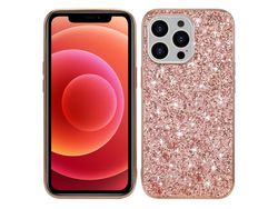 Capa TPU lantejoulas cintilantes, galvanizado a ouro rosa para iPhone 13 Pro 6.1
