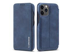 Capa PU estilo retrô com suporte e suporte de cartão azul para Apple iPhone 12 5.4