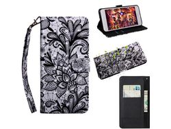 Capa PU decoração de ponto de luz de pele de impressão flor de renda para Apple iPhone XS/X 5.8 pouces (2019)