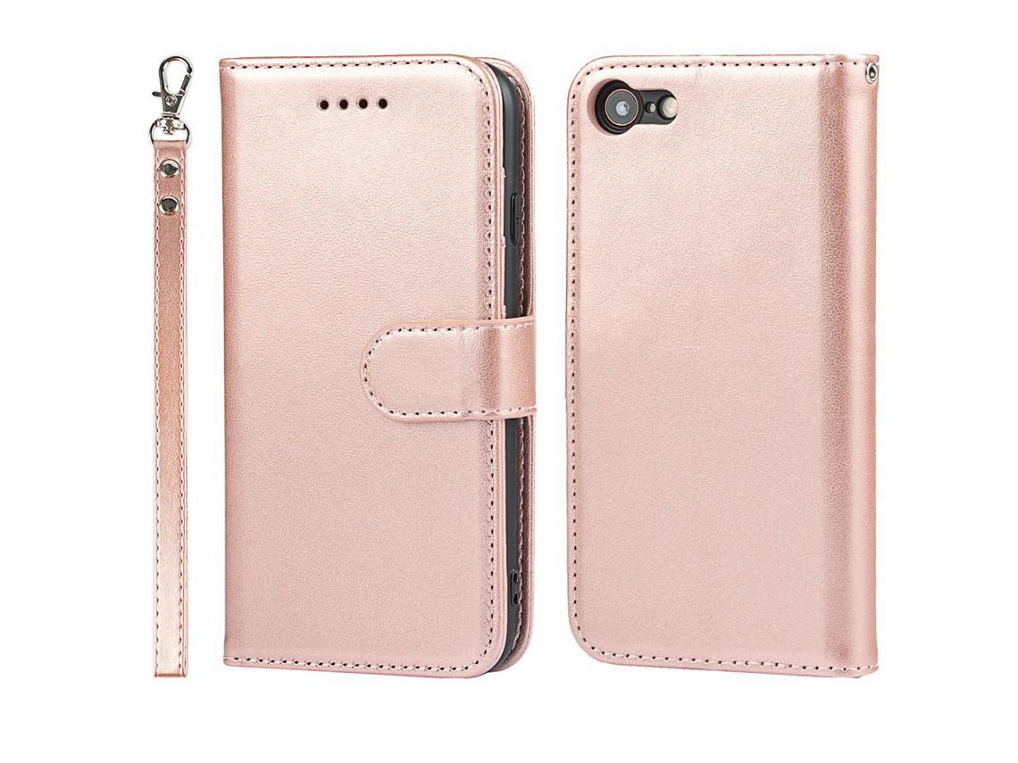 Capa PU + TPU costura de ouro rosa de travamento de queda para iPhone SE (2nd Gen)/8 4.7 /7 4.7
