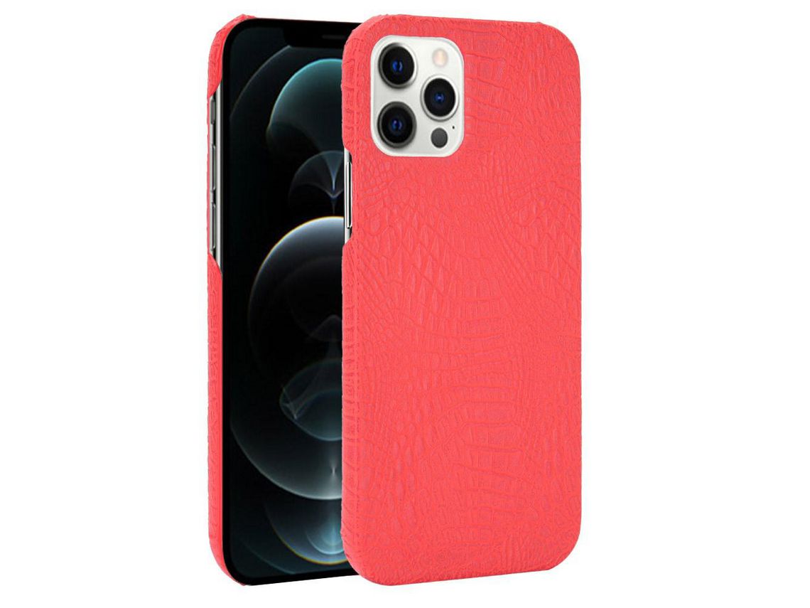 Capa TPU + PU textura de crocodilo vermelho para Apple iPhone 12 Pro/iPhone 12