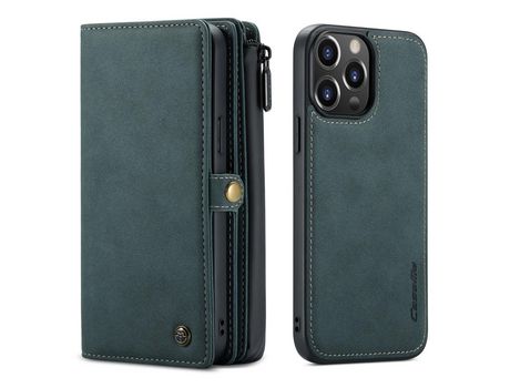 Capa PU + TPU CASEME superfície fosca removível 2 em 1 verde para iPhone 13 Pro Max 6.7