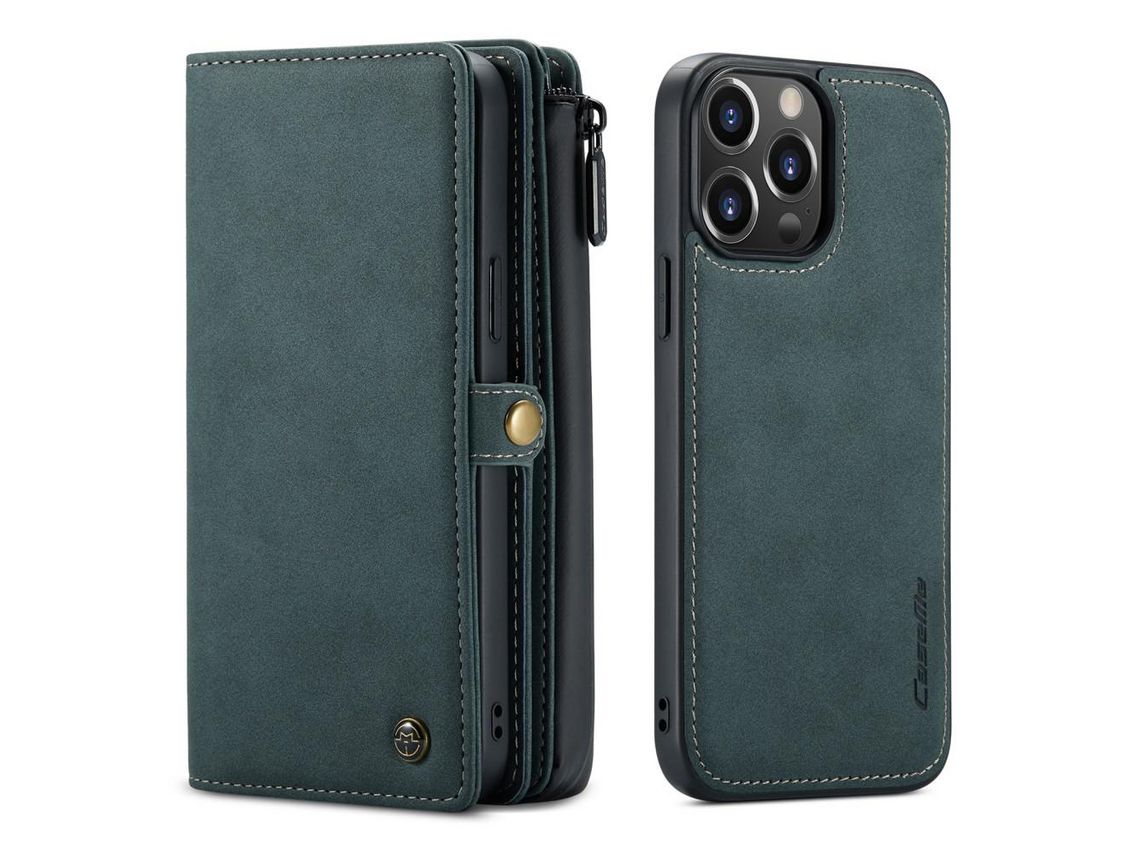 Capa PU + TPU CASEME superfície fosca removível 2 em 1 verde para iPhone 13 Pro Max 6.7