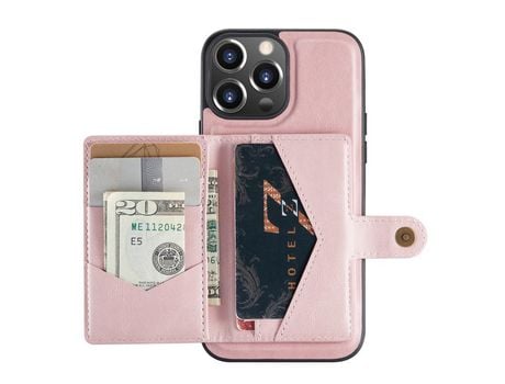 Capa TPU + PU JEEHOOD com suporte magnético removível 2 em 1 em ouro rosa para iPhone 13 Pro Max 6.7