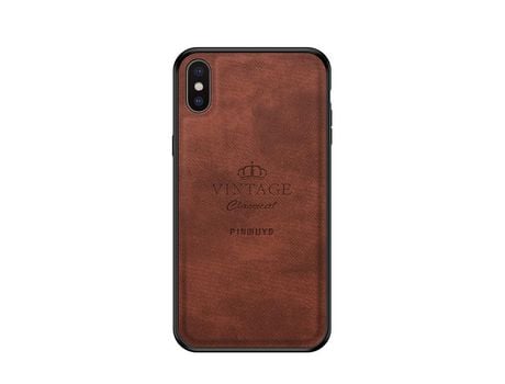 Capa TPU + PU PINWUYO vintage, híbrido marrom para iPhone X/XS 5.8