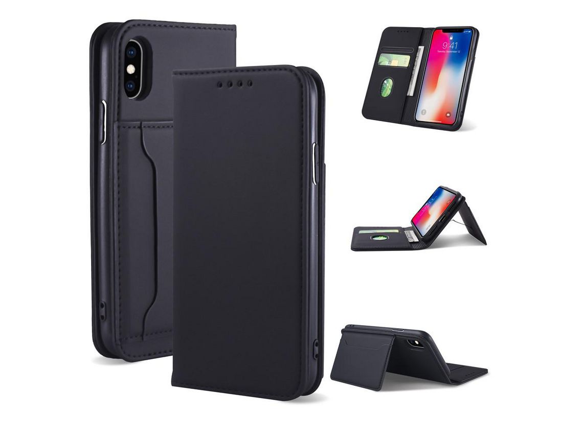 Capa PU com apoio preto para Apple iPhone XS 5.8