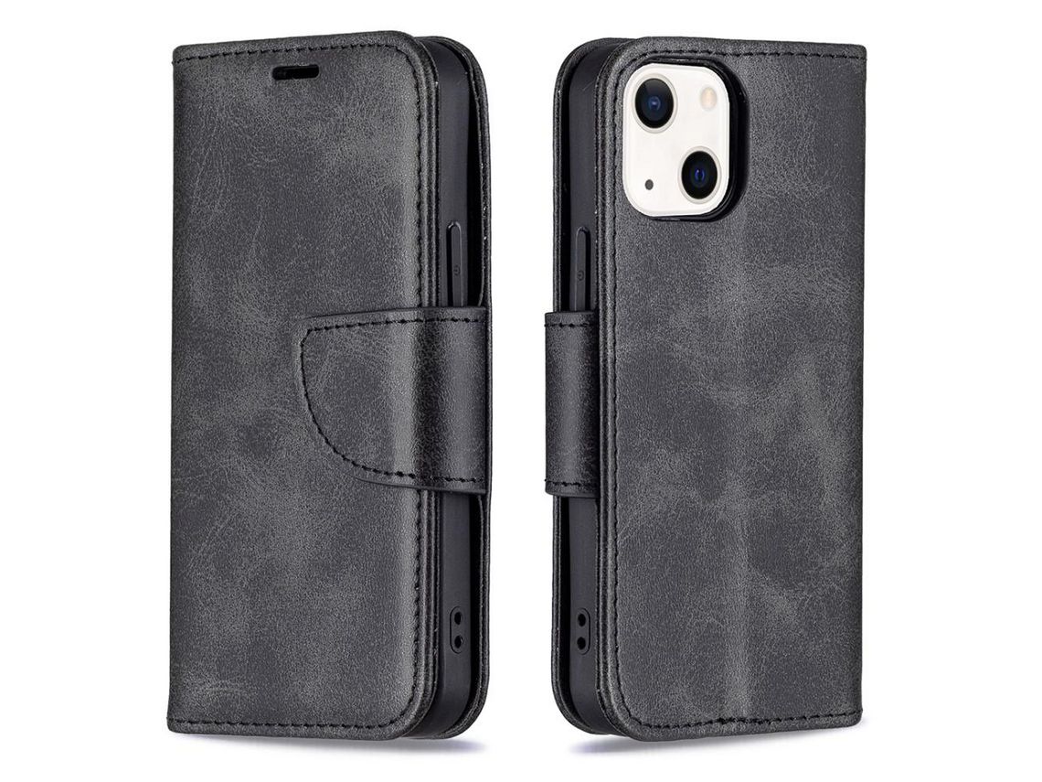 Capa PU + TPU antidesgaste com base preta para iPhone 13 6.1