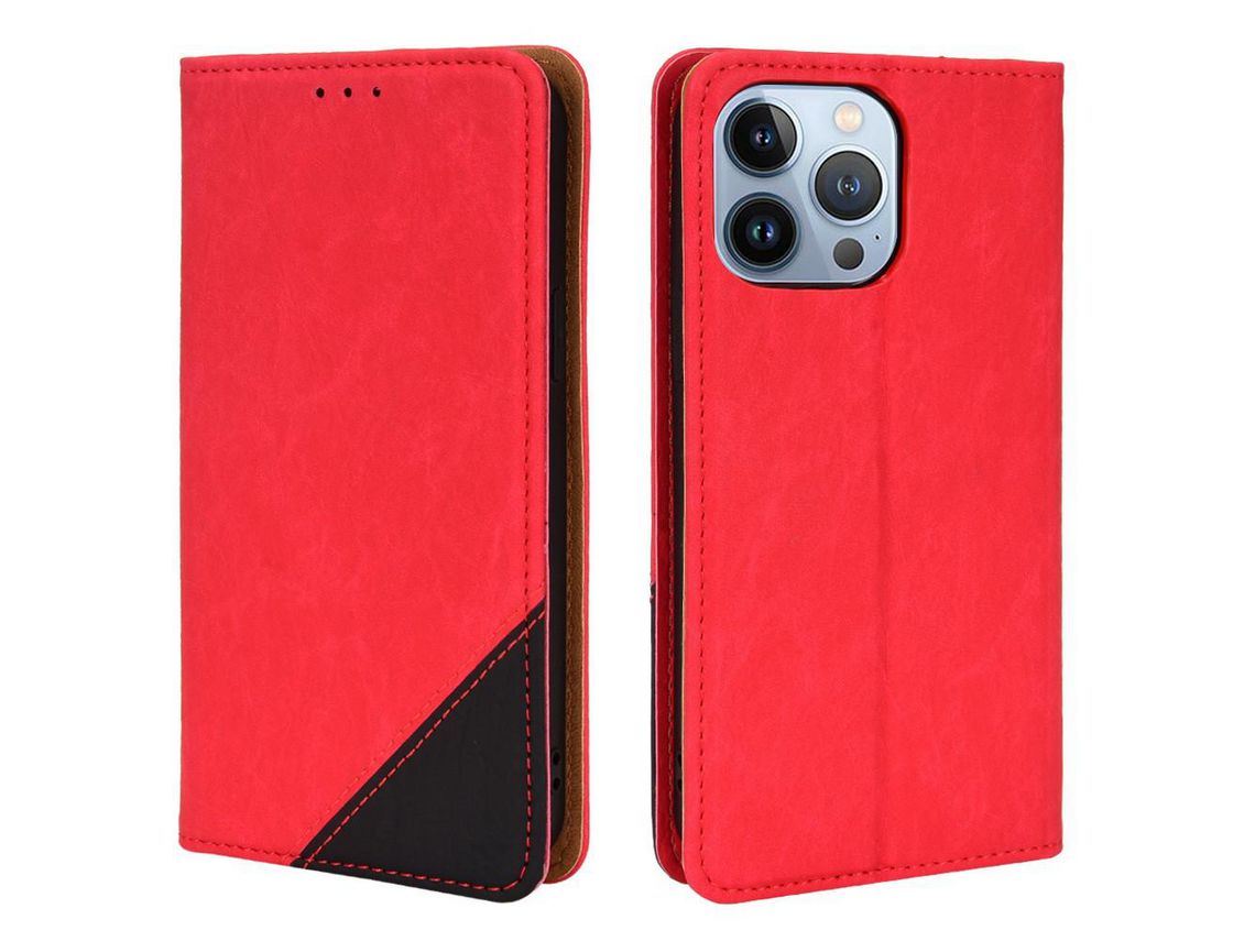 Capa PU auto-absorvido vermelho para iPhone 13 Pro 6.1