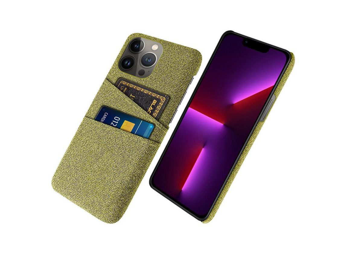 Capa TPU com suporte para cartão amarelo para iPhone 13 Pro Max 6.7