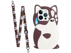 Capa TPU com alça Cão akita para iPhone 13 Pro 6.1