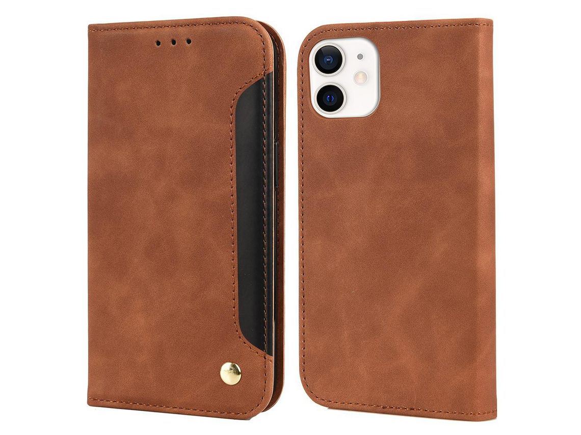 Capa PU com apoio marrom para iPhone 12 mini 5.4