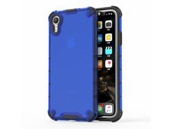 Capa TPU + silicone híbrido de absorvente de choque de favo de mel azul para Apple iPhone XR 6.1 pouces