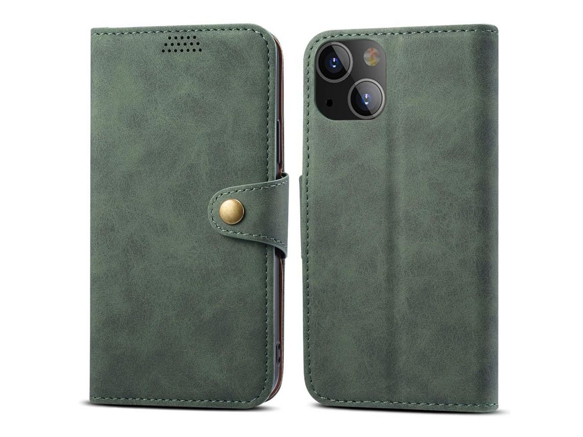 Capa PU + TPU com suporte verde para iPhone 13 mini 5.4
