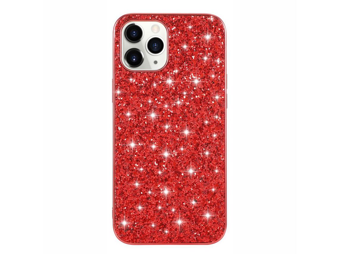 Capa TPU híbrido quadro cintilante lantejoulas vermelho para Apple iPhone 12 Pro Max 6.7