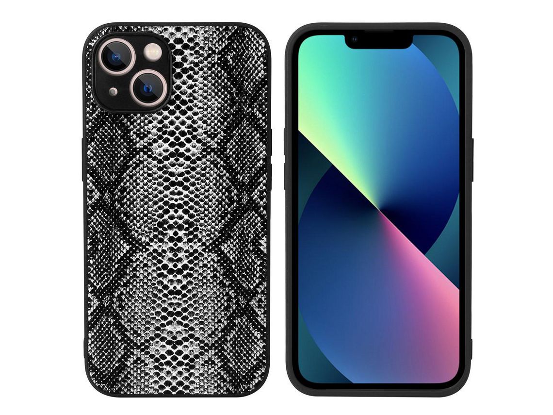 Capa TPU + PU textura de cobra/preto para iPhone 13 6.1