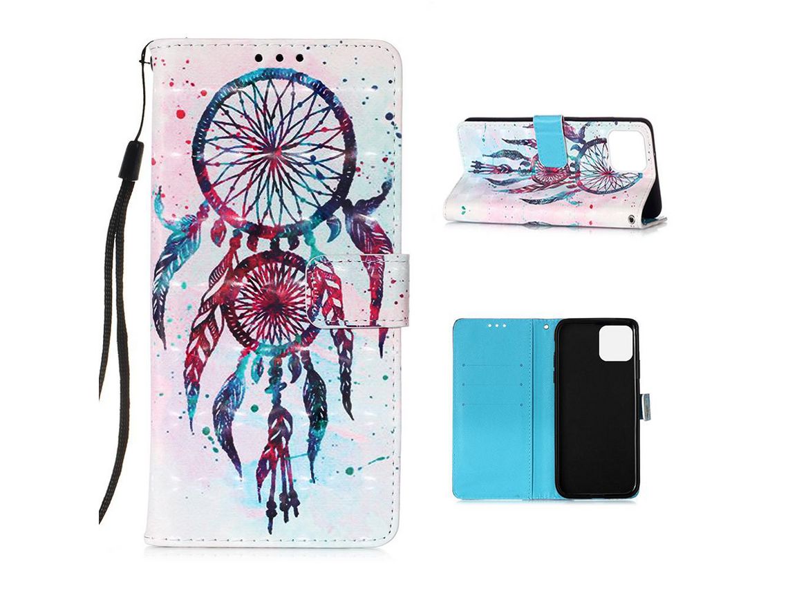 Capa PU impressão padrão com alça Apanhador de Sonhos para Apple iPhone 12 Max/Pro 6.1