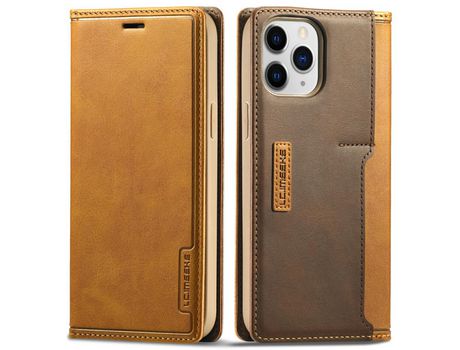 Capa PU + TPU LC.IMEEKE laço magnético com suporte de cartão marrom para iPhone 13 Pro 6.1