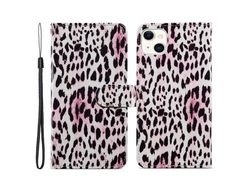 Capa PU + TPU fecho magnético com forro de leopardo para iPhone 13 6.1