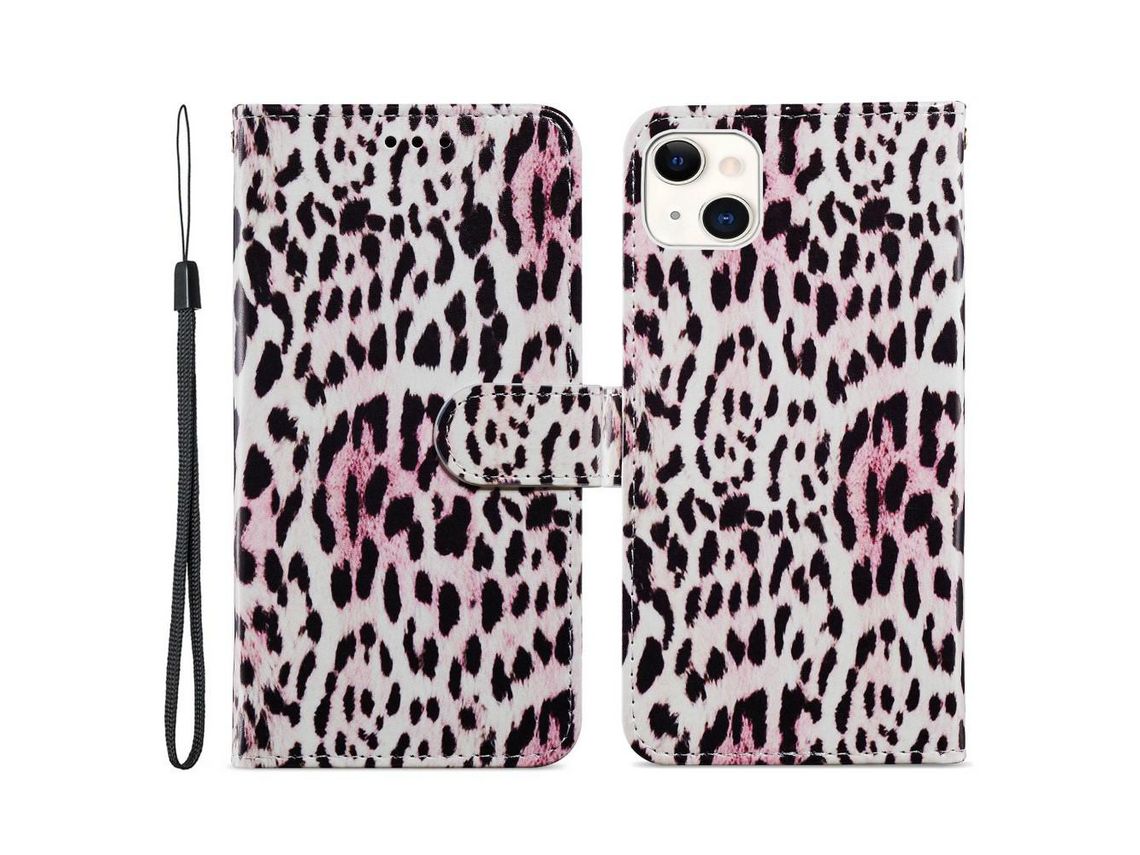 Capa PU + TPU fecho magnético com forro de leopardo para iPhone 13 6.1